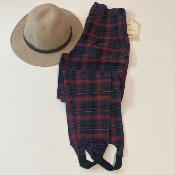 Vintage Red Rover Plaid Stirrup Pants - Picture 1 of 5